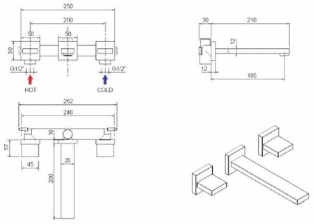 Смеситель для раковины Cezares Unika UNIKA-BLI3-03/24